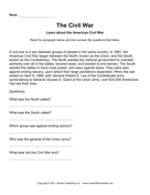 Civil War Comprehension